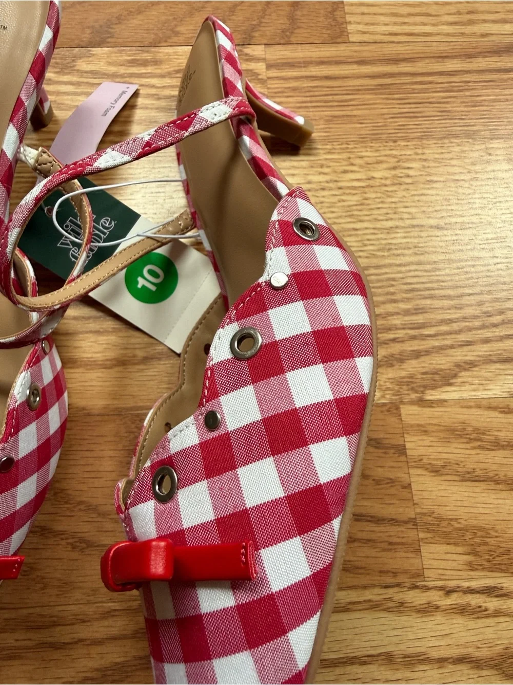 NWT Wild Fable Red White Gingham Bow Heels Size 10